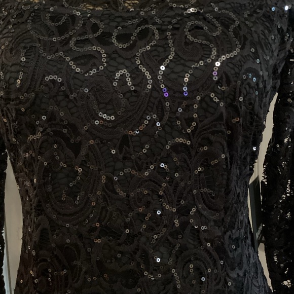 Illusion Neck Sequin Lace Dress - Picture 5 of 7